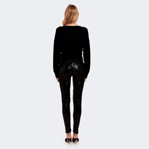 NWT WAYF black all over mini sequin high rise leggings - Picture 3 of 10